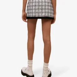 Maje High-rise Waist-strap Tweed Mini Skirt -Outlet Pique Style Store R04101830 BLEUS ALT03