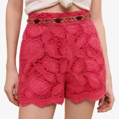 Maje Annick Paisley-embroidered Cotton Shorts -Outlet Pique Style Store R04101885 ROSES ALT04