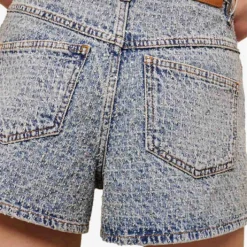 Maje Logo-patch High-rise Denim Shorts -Outlet Pique Style Store R04101896 BLEUS ALT04