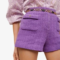Maje Iapraia Tweed Cotton Shorts -Outlet Pique Style Store R04101937 VIOLETS ALT04