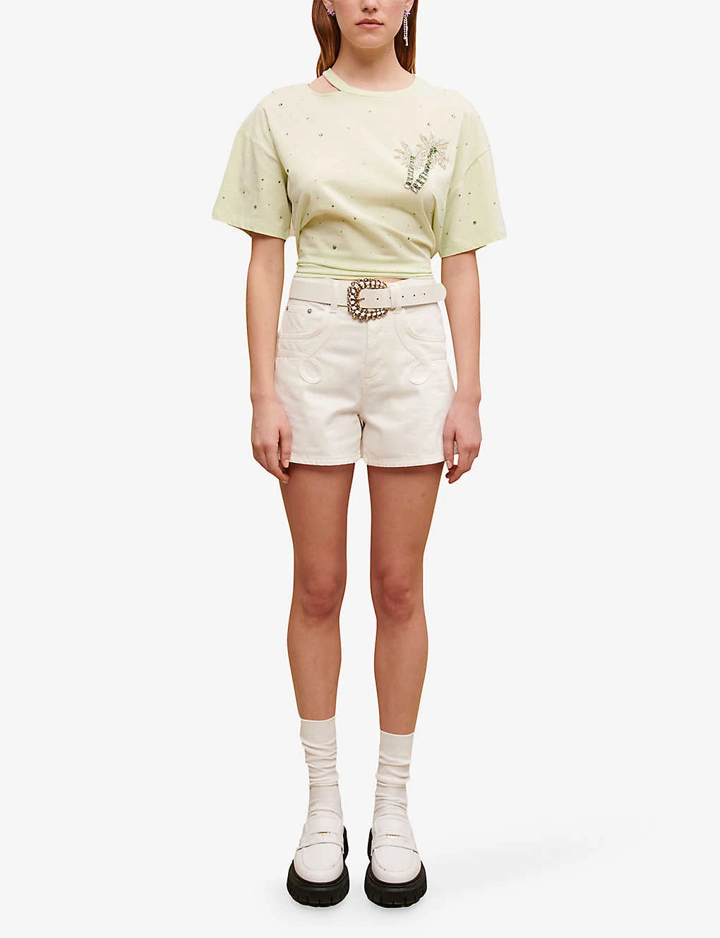 Maje Floral-embellished Cotton T-shirt 2 Maje Floral-embellished Cotton T-shirt - Image 2