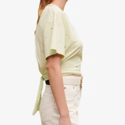 Maje Floral-embellished Cotton T-shirt 7 Maje Floral-embellished Cotton T-shirt -Outlet Pique Style Store R04101947 VERTS ALT02