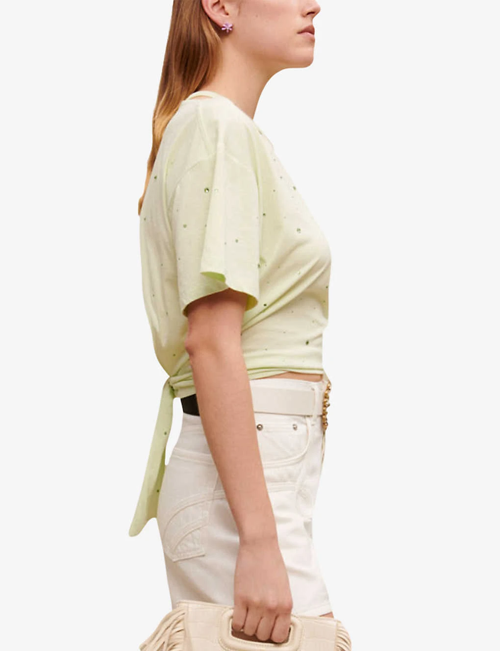 Maje Floral-embellished Cotton T-shirt 3 Maje Floral-embellished Cotton T-shirt - Image 3