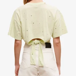 Maje Floral-embellished Cotton T-shirt 8 Maje Floral-embellished Cotton T-shirt -Outlet Pique Style Store R04101947 VERTS ALT03