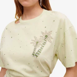 Maje Floral-embellished Cotton T-shirt 9 Maje Floral-embellished Cotton T-shirt -Outlet Pique Style Store R04101947 VERTS ALT04