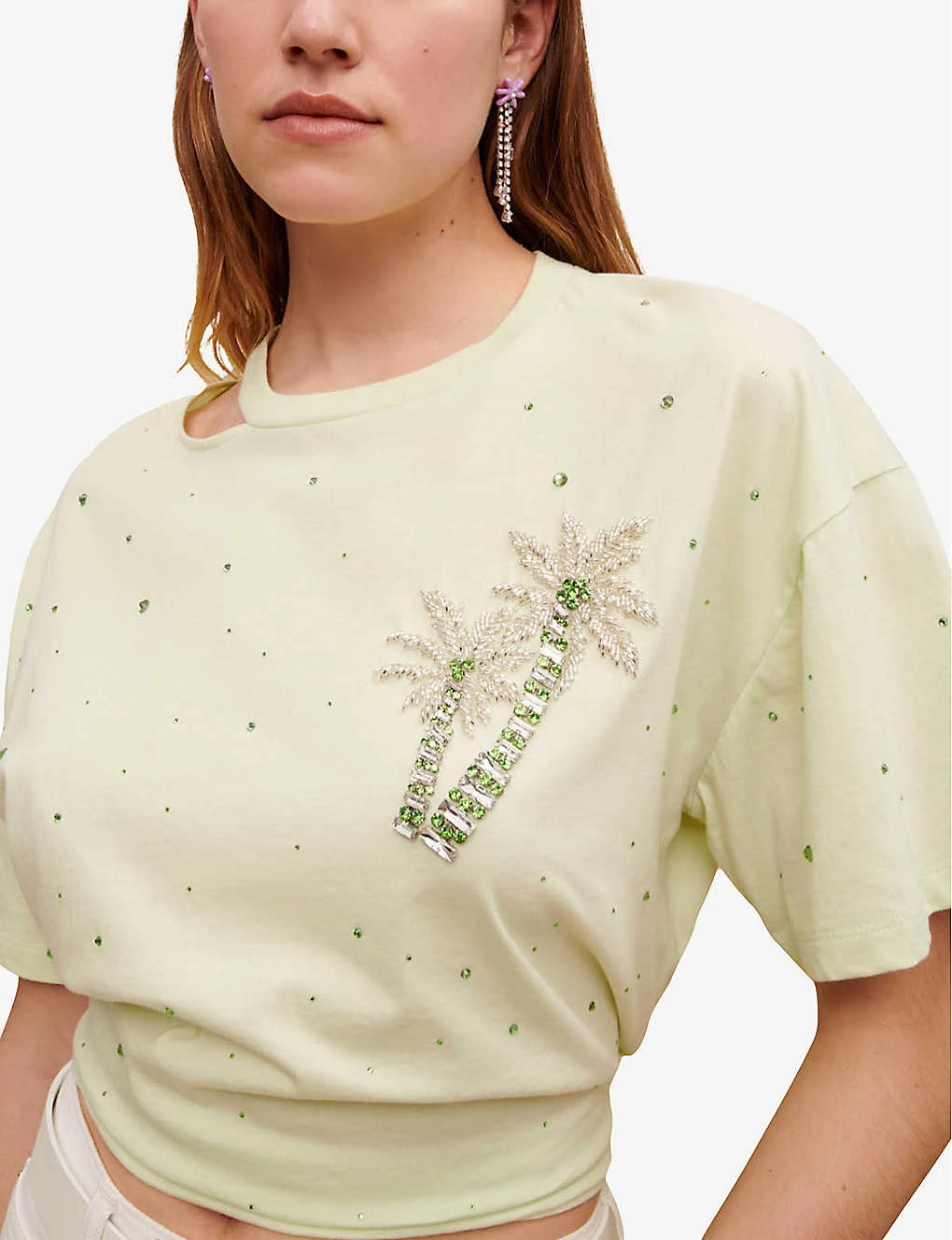 Maje Floral-embellished Cotton T-shirt 5 Maje Floral-embellished Cotton T-shirt - Image 5