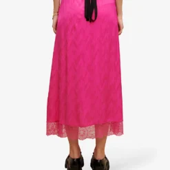 Maje Jolira Graphic-print Lace-trimmed Woven Midi Skirt 8 Maje Jolira Graphic-print Lace-trimmed Woven Midi Skirt -Outlet Pique Style Store R04101948 ROSES ALT03