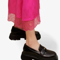 Maje Jolira Graphic-print Lace-trimmed Woven Midi Skirt 9 Maje Jolira Graphic-print Lace-trimmed Woven Midi Skirt -Outlet Pique Style Store R04101948 ROSES ALT04