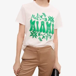 Maje Logo-embroidered Stretch-cotton T-shirt -Outlet Pique Style Store R04101950 BLANC ALT02