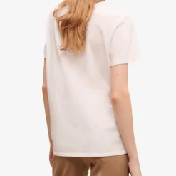 Maje Logo-embroidered Stretch-cotton T-shirt -Outlet Pique Style Store R04101950 BLANC ALT03