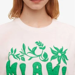Maje Logo-embroidered Stretch-cotton T-shirt -Outlet Pique Style Store R04101950 BLANC ALT04