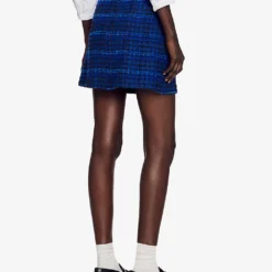 Sandro Catane Tweed Cotton-blend Mini Skirt -Outlet Pique Style Store R04102248 BLEUS ALT03
