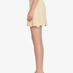 Sandro Amba Scalloped-hem Stretch-knit Mini Skirt 7 Sandro Amba Scalloped-hem Stretch-knit Mini Skirt -Outlet Pique Style Store R04102419 NATURELS ALT02