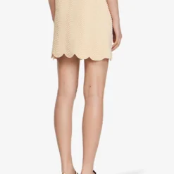 Sandro Amba Scalloped-hem Stretch-knit Mini Skirt 8 Sandro Amba Scalloped-hem Stretch-knit Mini Skirt -Outlet Pique Style Store R04102419 NATURELS ALT03
