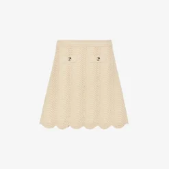 Sandro Amba Scalloped-hem Stretch-knit Mini Skirt
