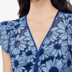 Sandro Daisy-guipure Woven Mini Dress -Outlet Pique Style Store R04102427 BLEUS ALT04