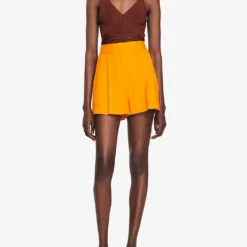 Sandro Benjamin High-rise Woven Shorts 7 Sandro Benjamin High-rise Woven Shorts -Outlet Pique Style Store R04102437 JAUNESORANGES ALT02