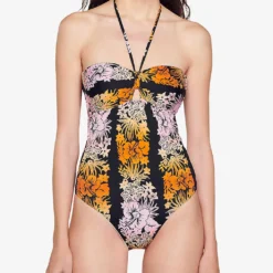 Sandro Pacifique Floral-print Swimsuit 7 Sandro Pacifique Floral-print Swimsuit -Outlet Pique Style Store R04102640 NOIRGRIS ALT02