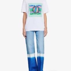 Sandro X Smiley® Graphic-print Cotton T-Shirt -Outlet Pique Style Store R04102665 NATURELS ALT02