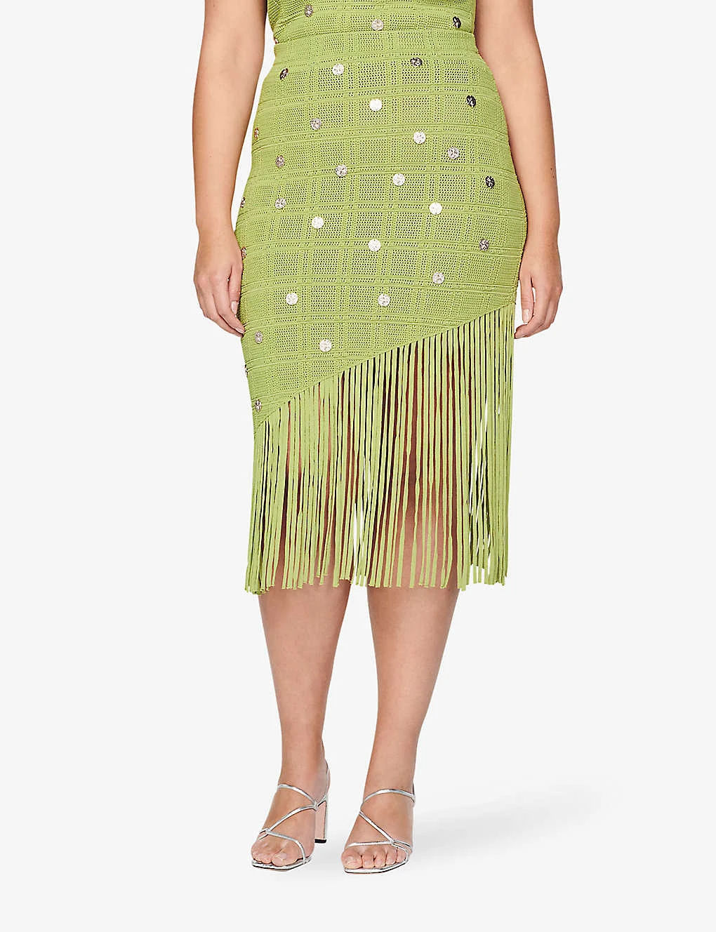 Sandro Anne Laure Fringe-embellished Woven Midi Skirt 3 Sandro Anne Laure Fringe-embellished Woven Midi Skirt - Image 3