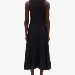 CLAUDIE PIERLOT Tradi Pleated Skirt Stretch-cotton Dress -Outlet Pique Style Store R04103316 BLEUS ALT03