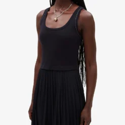 CLAUDIE PIERLOT Tradi Pleated Skirt Stretch-cotton Dress -Outlet Pique Style Store R04103316 BLEUS ALT04