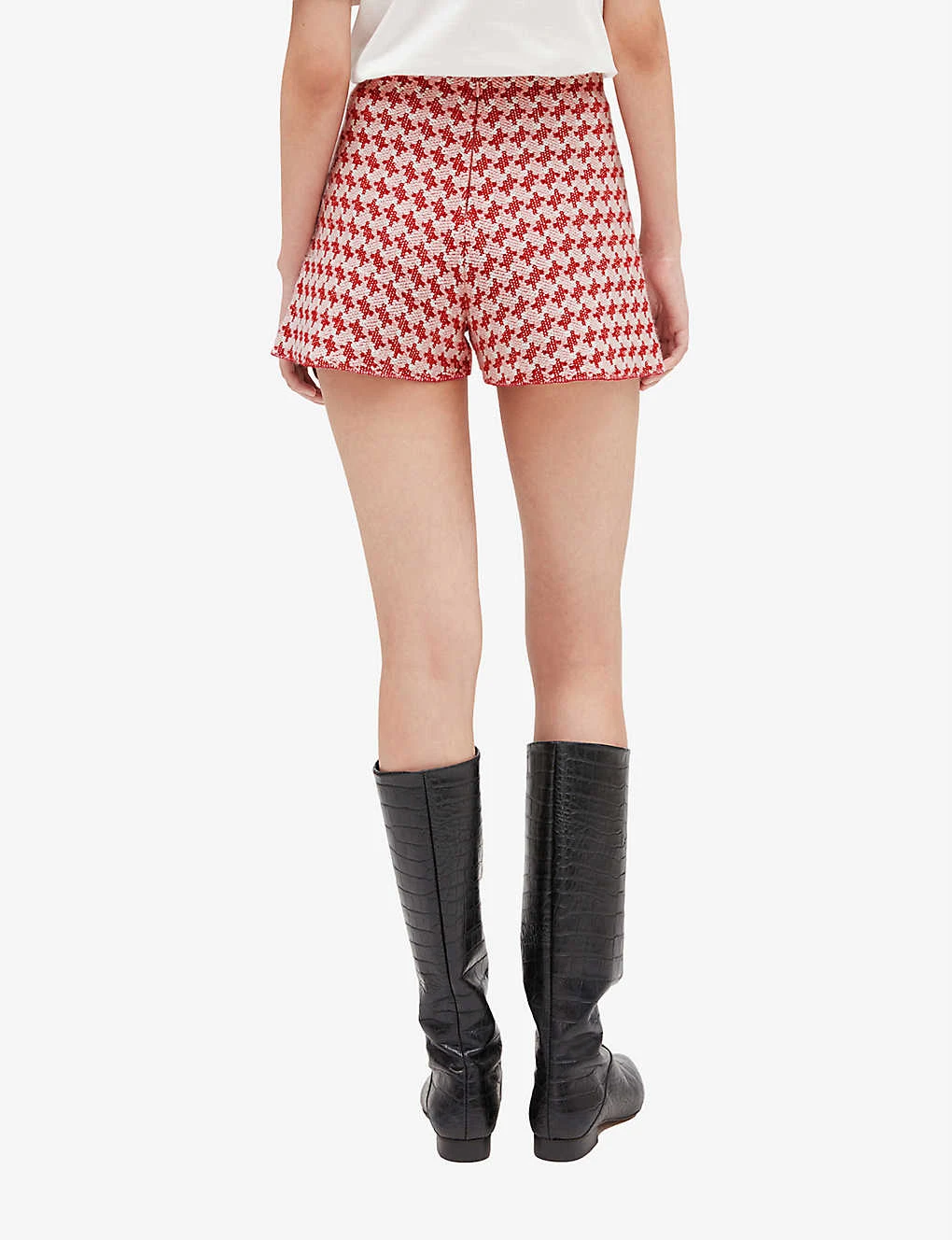 CLAUDIE PIERLOT Houndstooth-print Tweed Knitted Shorts 4 CLAUDIE PIERLOT Houndstooth-print Tweed Knitted Shorts - Image 4