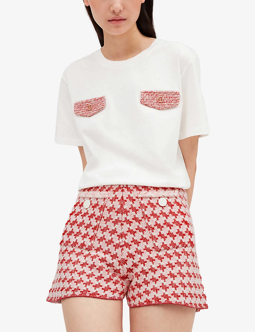CLAUDIE PIERLOT Houndstooth-print Tweed Knitted Shorts 5 CLAUDIE PIERLOT Houndstooth-print Tweed Knitted Shorts - Image 5