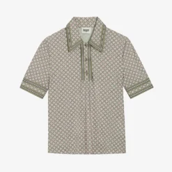 CLAUDIE PIERLOT Tioui Abstract-print Stretch-woven Polo Shirt