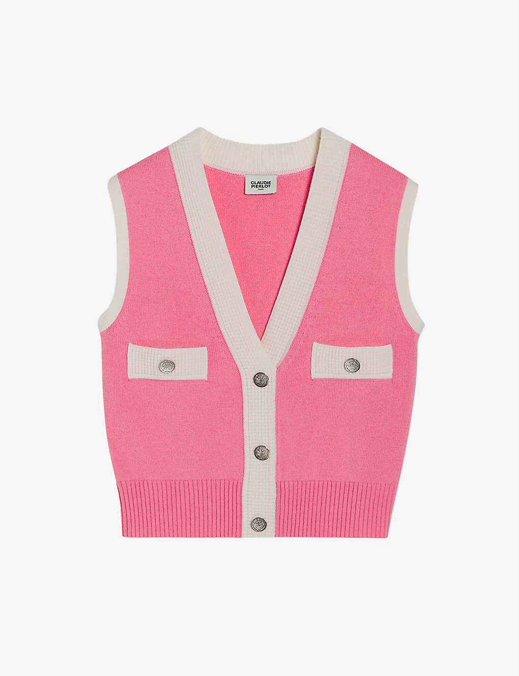 CLAUDIE PIERLOT Sleeveless Decorative-buttoned Knitted Vest 1 CLAUDIE PIERLOT Sleeveless Decorative-buttoned Knitted Vest