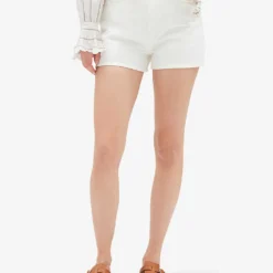 CLAUDIE PIERLOT Logo-patch Mid-rise Denim Shorts -Outlet Pique Style Store R04103409 NATURELS ALT02