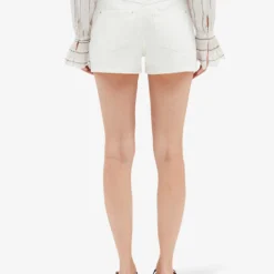 CLAUDIE PIERLOT Logo-patch Mid-rise Denim Shorts -Outlet Pique Style Store R04103409 NATURELS ALT03