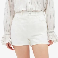 CLAUDIE PIERLOT Logo-patch Mid-rise Denim Shorts -Outlet Pique Style Store R04103409 NATURELS ALT04