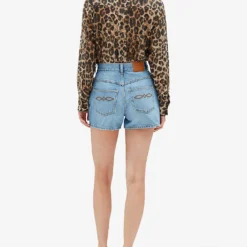 CLAUDIE PIERLOT Earthblue Mid-rise Five-pocket Denim Shorts -Outlet Pique Style Store R04103410 DENIMJEAN ALT03