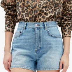 CLAUDIE PIERLOT Earthblue Mid-rise Five-pocket Denim Shorts -Outlet Pique Style Store R04103410 DENIMJEAN ALT04