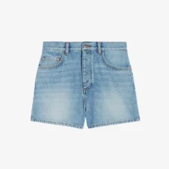 CLAUDIE PIERLOT Earthblue Mid-rise Five-pocket Denim Shorts