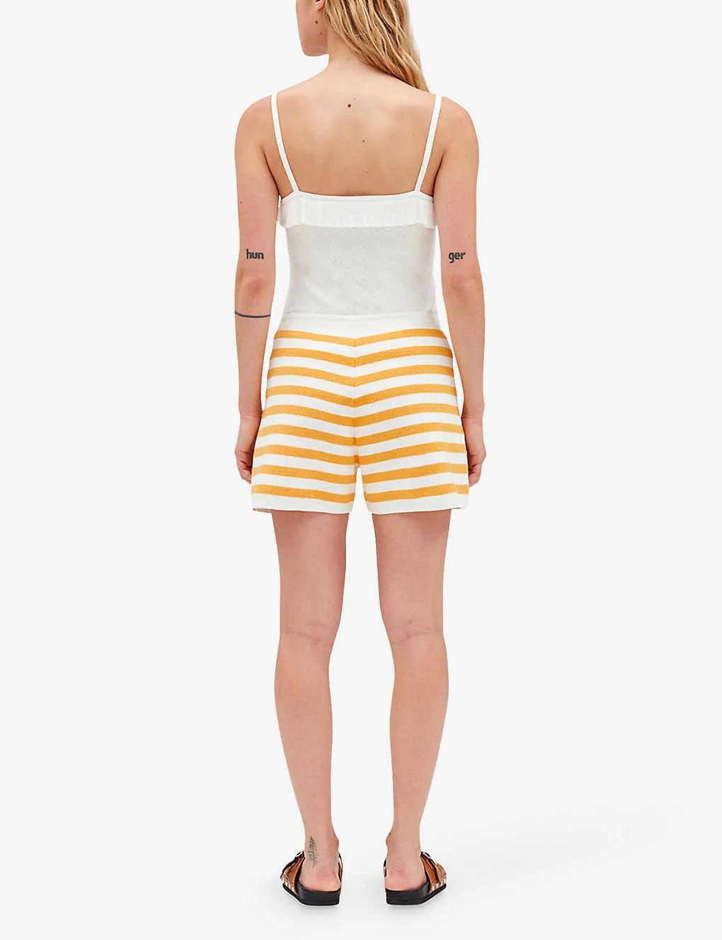 CLAUDIE PIERLOT Striped Button Terry Cotton-blend Shorts 4 CLAUDIE PIERLOT Striped Button Terry Cotton-blend Shorts - Image 4