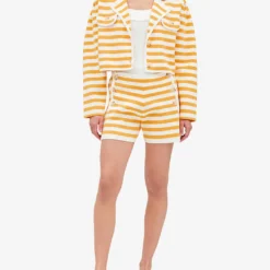 CLAUDIE PIERLOT Striped Button Terry Cotton-blend Shorts 9 CLAUDIE PIERLOT Striped Button Terry Cotton-blend Shorts -Outlet Pique Style Store R04103431 DIVERS ALT04