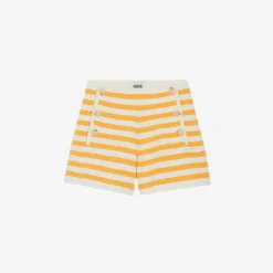 CLAUDIE PIERLOT Striped Button Terry Cotton-blend Shorts