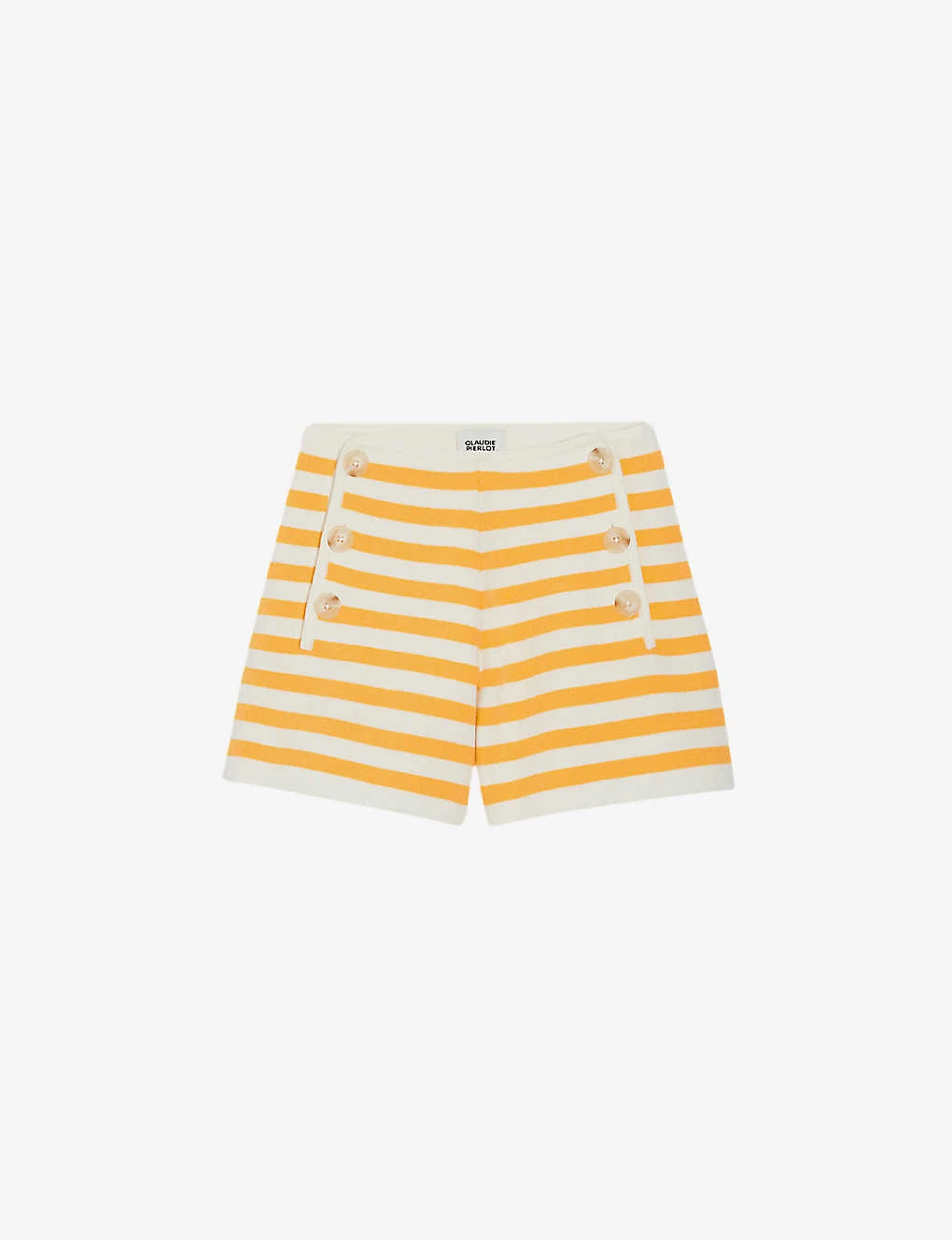 CLAUDIE PIERLOT Striped Button Terry Cotton-blend Shorts 1 CLAUDIE PIERLOT Striped Button Terry Cotton-blend Shorts