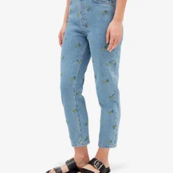 CLAUDIE PIERLOT Mimosa Floral-embroidered Straight-leg High-rise Jeans -Outlet Pique Style Store R04103445 BLEUS ALT02