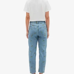CLAUDIE PIERLOT Mimosa Floral-embroidered Straight-leg High-rise Jeans -Outlet Pique Style Store R04103445 BLEUS ALT03
