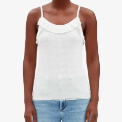 CLAUDIE PIERLOT Murmuri Ruffle-trim Woven Vest Top 7 CLAUDIE PIERLOT Murmuri Ruffle-trim Woven Vest Top -Outlet Pique Style Store R04103456 NATURELS ALT02