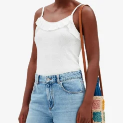 CLAUDIE PIERLOT Murmuri Ruffle-trim Woven Vest Top 9 CLAUDIE PIERLOT Murmuri Ruffle-trim Woven Vest Top -Outlet Pique Style Store R04103456 NATURELS ALT04