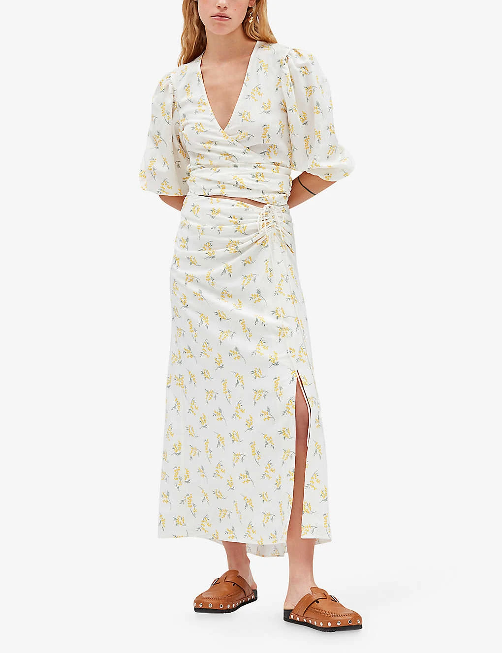 CLAUDIE PIERLOT Mimosa Floral-print Woven Midi Skirt 2 CLAUDIE PIERLOT Mimosa Floral-print Woven Midi Skirt - Image 2