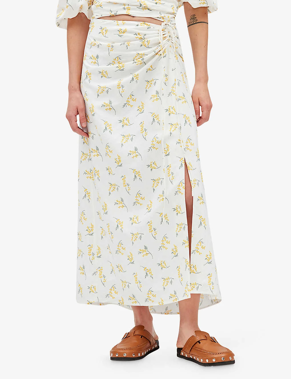 CLAUDIE PIERLOT Mimosa Floral-print Woven Midi Skirt 3 CLAUDIE PIERLOT Mimosa Floral-print Woven Midi Skirt - Image 3