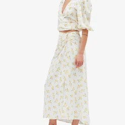 CLAUDIE PIERLOT Mimosa Floral-print Woven Midi Skirt 9 CLAUDIE PIERLOT Mimosa Floral-print Woven Midi Skirt -Outlet Pique Style Store R04103458 DIVERS ALT04