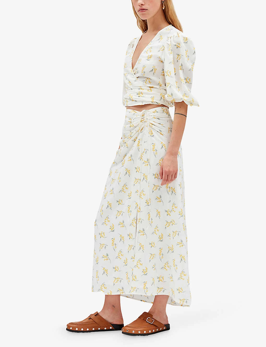 CLAUDIE PIERLOT Mimosa Floral-print Woven Midi Skirt 5 CLAUDIE PIERLOT Mimosa Floral-print Woven Midi Skirt - Image 5
