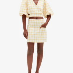 CLAUDIE PIERLOT Check-pattern Patch Pocket Cotton Mini Skirt -Outlet Pique Style Store R04103461 DIVERS ALT02