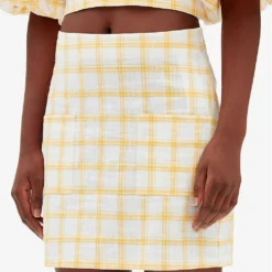 CLAUDIE PIERLOT Check-pattern Patch Pocket Cotton Mini Skirt -Outlet Pique Style Store R04103461 DIVERS ALT04